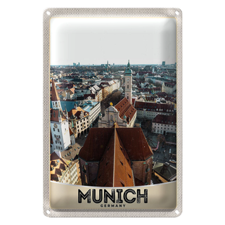 Blechschild Reise 20x30cm München Altstadt Deutschland Kirche