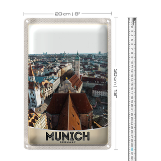 Blechschild Reise 20x30cm München Altstadt Deutschland Kirche