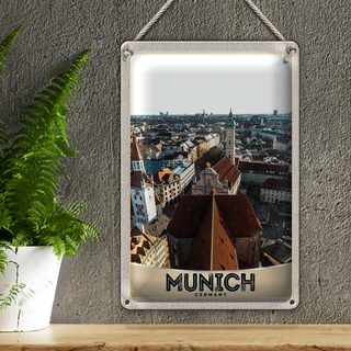 Blechschild Reise 20x30cm München Altstadt Deutschland Kirche