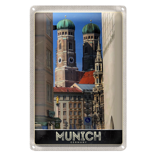 Blechschild Reise 20x30cm München Stadt Mittelalter Architektur