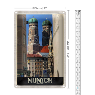 Blechschild Reise 20x30cm München Stadt Mittelalter Architektur