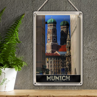 Blechschild Reise 20x30cm München Stadt Mittelalter Architektur