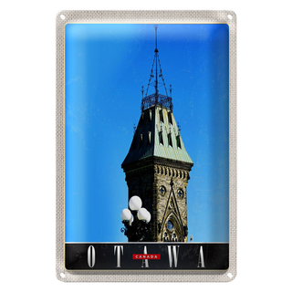 Blechschild Reise 20x30cm Otawa Kanada Europa Kirche Architektur