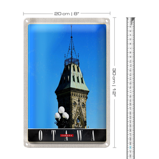 Blechschild Reise 20x30cm Otawa Kanada Europa Kirche Architektur