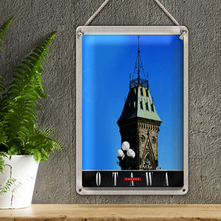 Blechschild Reise 20x30cm Otawa Kanada Europa Kirche Architektur