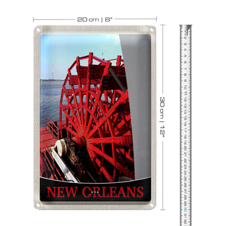Blechschild Reise 20x30cm New Orleans Amerika USA Steambot