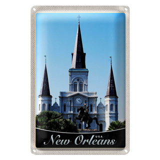 Blechschild Reise 20x30cm New Orleans USA Amerika Kirche Urlaub