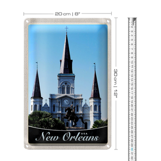 Blechschild Reise 20x30cm New Orleans USA Amerika Kirche Urlaub