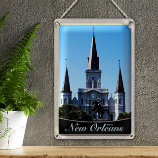 Blechschild Reise 20x30cm New Orleans USA Amerika Kirche Urlaub