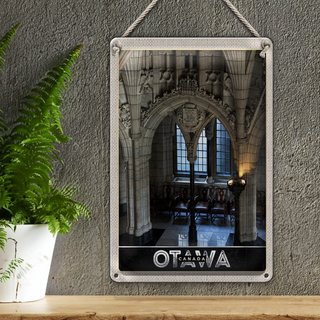 Blechschild Reise 20x30cm Otawa Kanada Kirche innen Skulptur