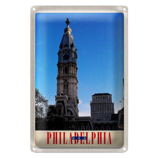 Blechschild Reise 20x30cm Philadelphia USA Amerika Architektur