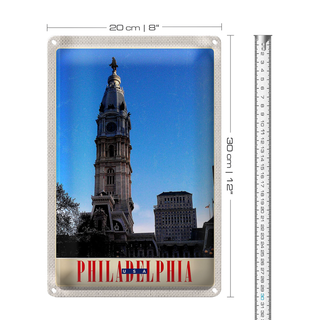 Blechschild Reise 20x30cm Philadelphia USA Amerika Architektur
