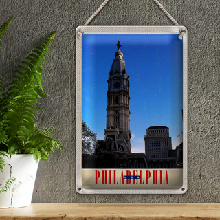 Blechschild Reise 20x30cm Philadelphia USA Amerika Architektur