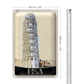Blechschild Reise 20x30cm Pisa Italien Schiefer Turm Architektur