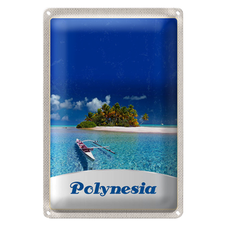 Blechschild Reise 20x30cm Polynesien Trauminsel Australien Boot