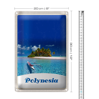 Blechschild Reise 20x30cm Polynesien Trauminsel Australien Boot