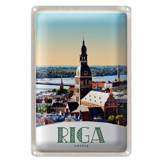 Blechschild Reise 20x30cm Riga Lettland Kirche Architektur