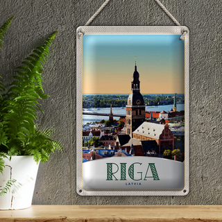 Blechschild Reise 20x30cm Riga Lettland Kirche Architektur