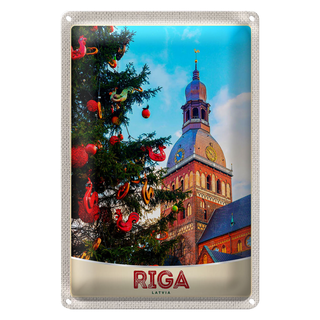 Blechschild Reise 20x30cm Riga Lettland Weihnachten Winterzeit