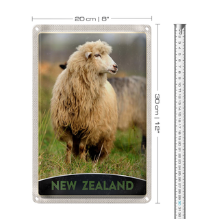 Blechschild Reise 20x30cm Neuseeland Europa Schaf Wiese Natur