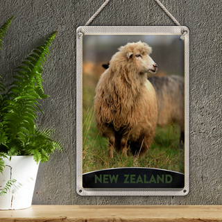 Blechschild Reise 20x30cm Neuseeland Europa Schaf Wiese Natur