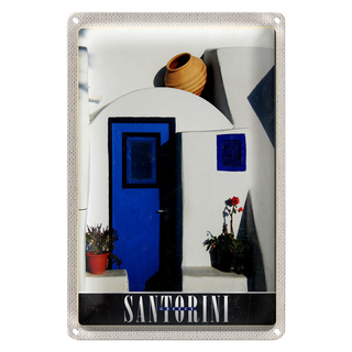 Blechschild Reise 20x30cm Santorini Griechenland Urlaub Strand