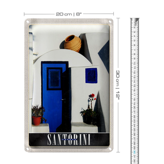 Blechschild Reise 20x30cm Santorini Griechenland Urlaub Strand