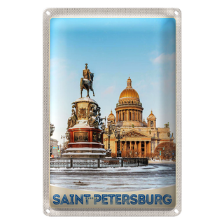 Blechschild Reise 20x30cm Saint Petersburg Russland Skulptur