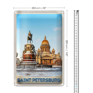 Blechschild Reise 20x30cm Saint Petersburg Russland Skulptur