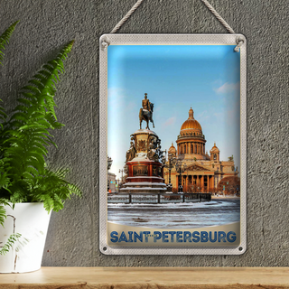 Blechschild Reise 20x30cm Saint Petersburg Russland Skulptur