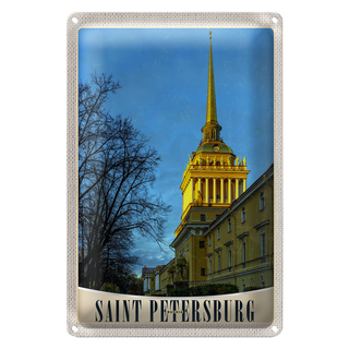 Blechschild Reise 20x30cm Saint Petersburg Kirche Architektur