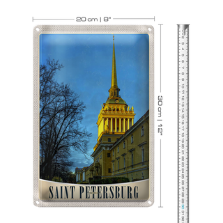 Blechschild Reise 20x30cm Saint Petersburg Kirche Architektur