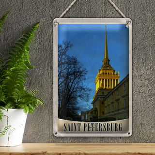Blechschild Reise 20x30cm Saint Petersburg Kirche Architektur