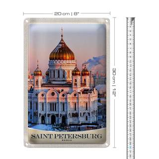 Blechschild Reise 20x30cm Saint Petersburg Kirche goldener Dach
