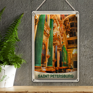Blechschild Reise 20x30cm Saint Petersburg Kirche Jade Säulen Schild