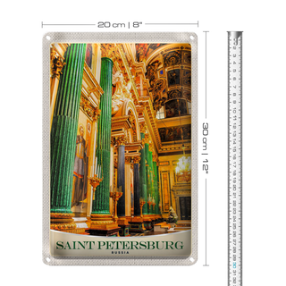 Blechschild Reise 20x30cm Saint Petersburg Kirche von innen