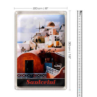 Blechschild Reise 20x30cm Santorini Griechenland Europa Insel