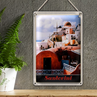 Blechschild Reise 20x30cm Santorini Griechenland Europa Insel