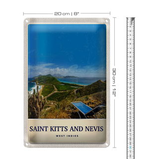 Blechschild Reise 20x30cm Saint Kitts and Nevis Amerika Insel
