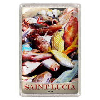 Blechschild Reise 20x30cm Saint Lucia Italien Europa Fische