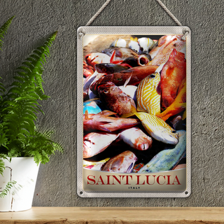 Blechschild Reise 20x30cm Saint Lucia Italien Europa Fische