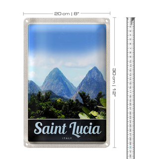 Blechschild Reise 20x30cm Saint Lucia Italien Gebirge Natur