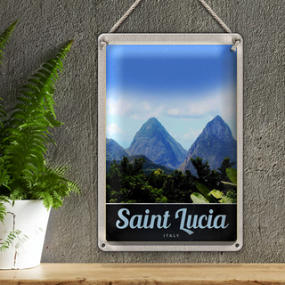 Blechschild Reise 20x30cm Saint Lucia Italien Gebirge Natur