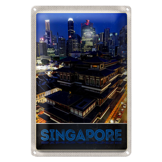 Blechschild Reise 20x30cm Singapur Stadt Asien Hochhaus Indien