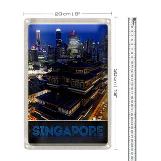 Blechschild Reise 20x30cm Singapur Stadt Asien Hochhaus Indien