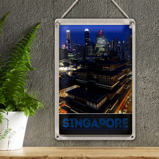 Blechschild Reise 20x30cm Singapur Stadt Asien Hochhaus Indien