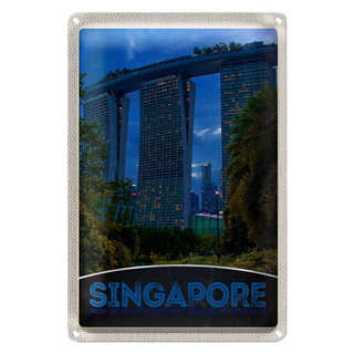 Blechschild Reise 20x30cm Singapur Asien Architektur Hochhaus