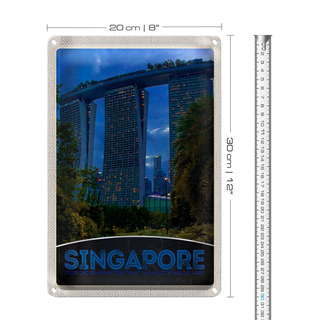 Blechschild Reise 20x30cm Singapur Asien Architektur Hochhaus
