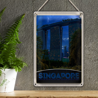 Blechschild Reise 20x30cm Singapur Asien Architektur Hochhaus