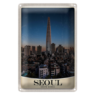 Blechschild Reise 20x30cm Seoul Süd Korea Wolkenkratzer Stadt